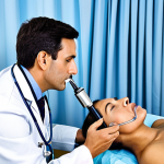 **

"A calm and reassuring doctor performing a nasal endoscopy exam on a fully clothed patient in a modern clinic. The doctor is focused and professional, using the endoscope. The patient looks relaxed and comfortable. Monitor displays the nasal passage. Safe for work, appropriate content, professional setting, fully clothed, modest attire, perfect anatomy, correct proportions, natural pose, medical illustration."

**