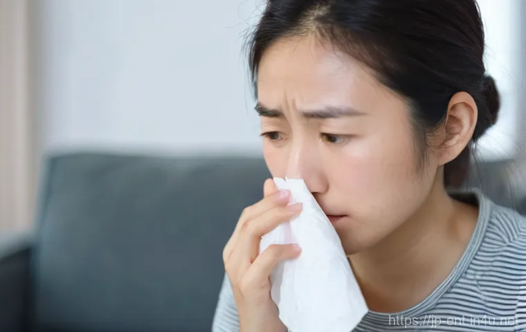 코 내시경 검사로 진단 가능한 질환 - **Prompt:** A concerned Japanese woman in her late 20s, dressed in comfortable casual wear, gently t...